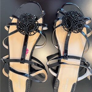 Ros Hommerson Black Beaded Sandals